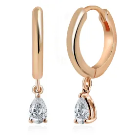 Brass 18k Rose Gold Pear Shape Crystal Clip On Earring Pair For Women