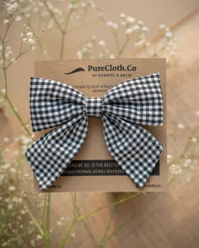 Checked Bow Hair clip - Black