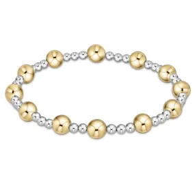 Classic Sincerity Pattern 6mm Bead Bracelet - Mixed Metal