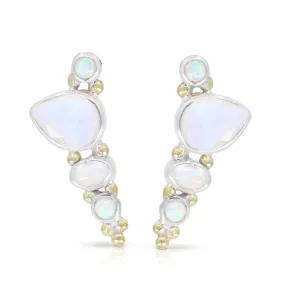 Cluster Moonstone & Opal Earrings