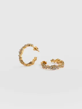 Constellation Cluster Hoop Earrings - Gold