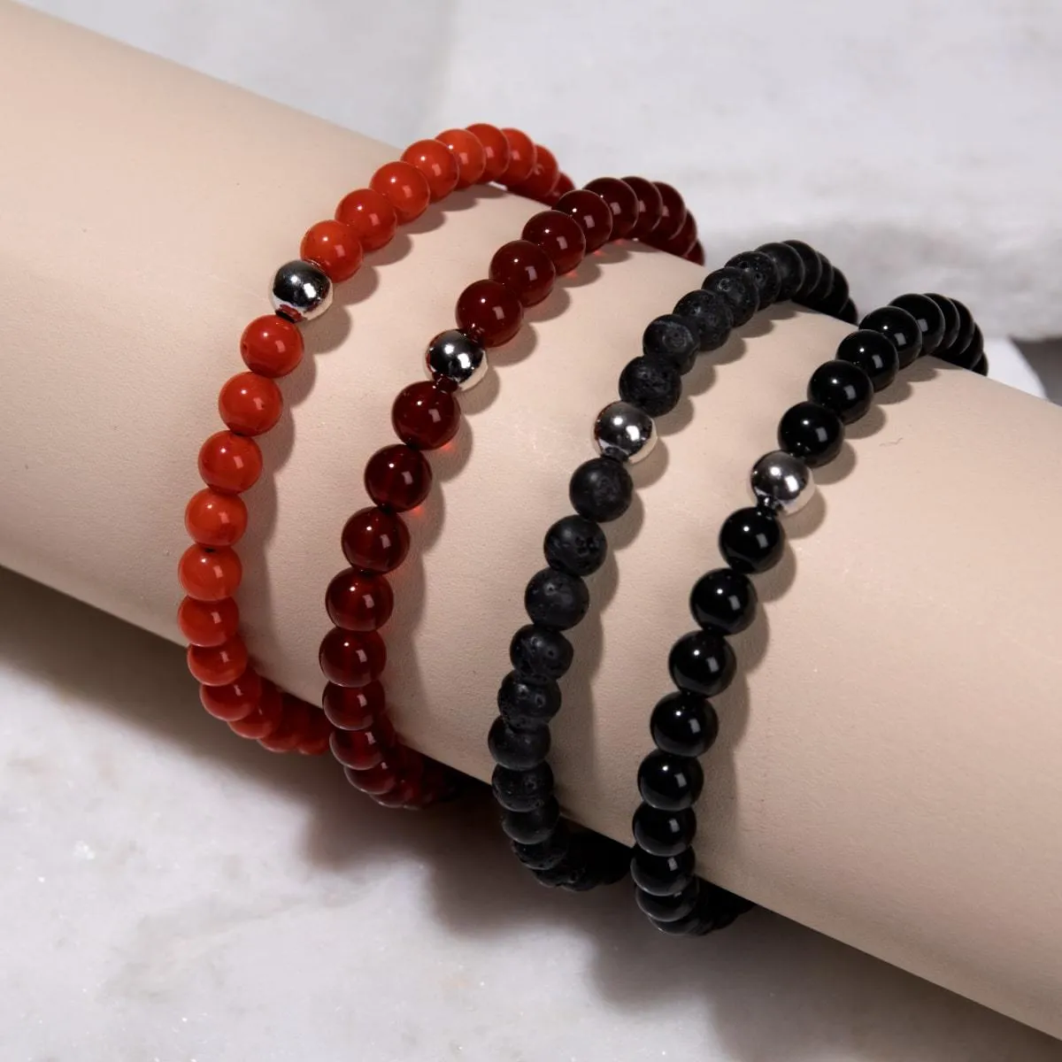 Coral | .925 Sterling Silver | Focus Gemstone Macrame Bracelet