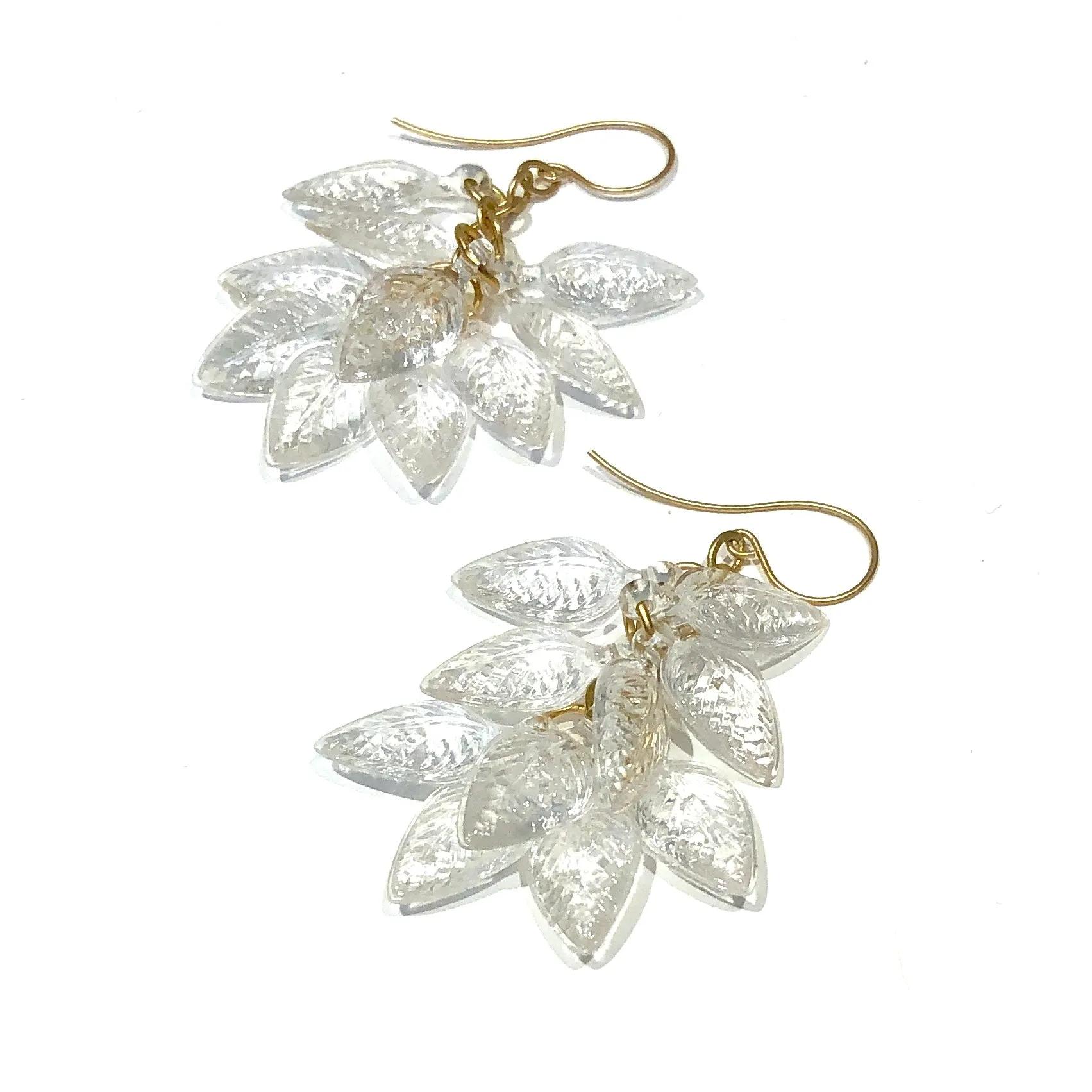 Crystal Leaf Cluster Drop Earrings