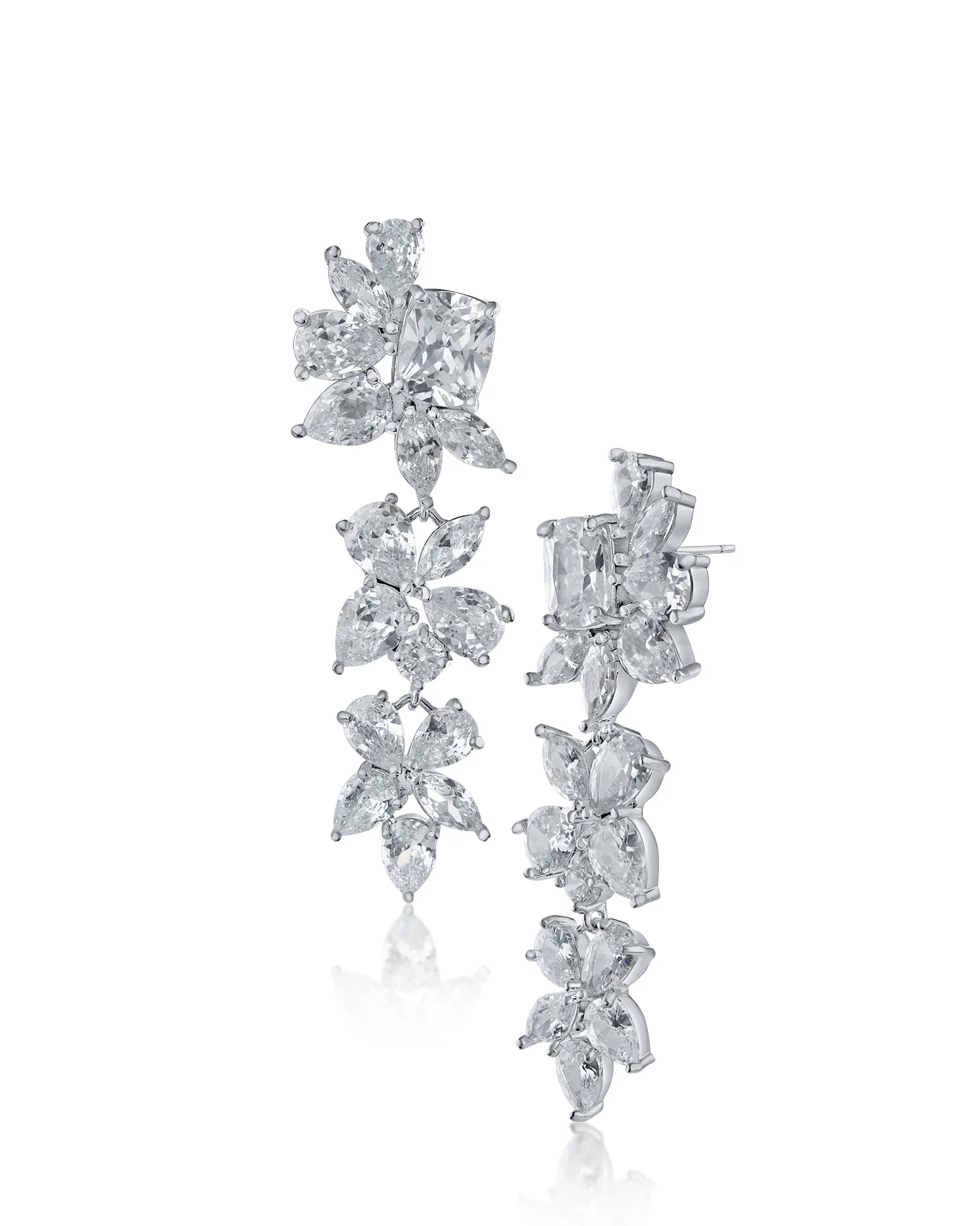 CZ Cluster Drop Earrings