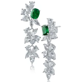 CZ Cluster Drop Earrings