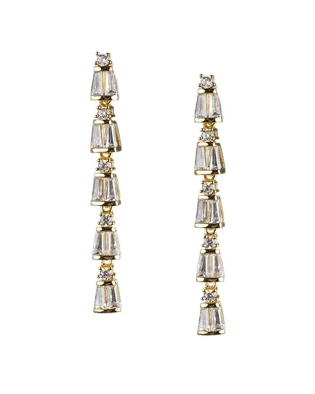 CZ Linear Drop Earrings