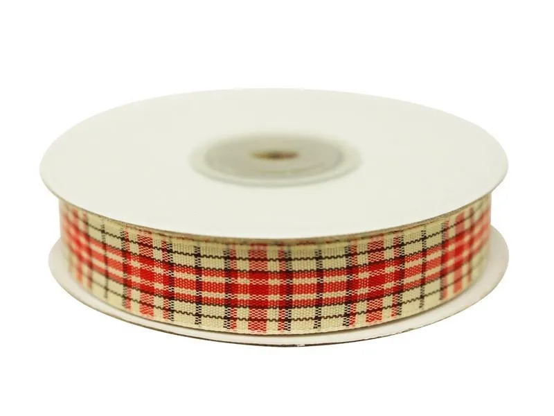 Distinct Plaid Ribbon 5/8" x 25yrds per roll-Red