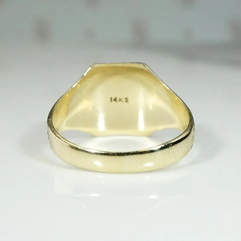 Elaborate Foliate Engraved Gold Signet Ring