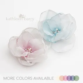 Flower clip - Hand painted Ombré fabric flower with pearl & rhinestone detail - colors to order