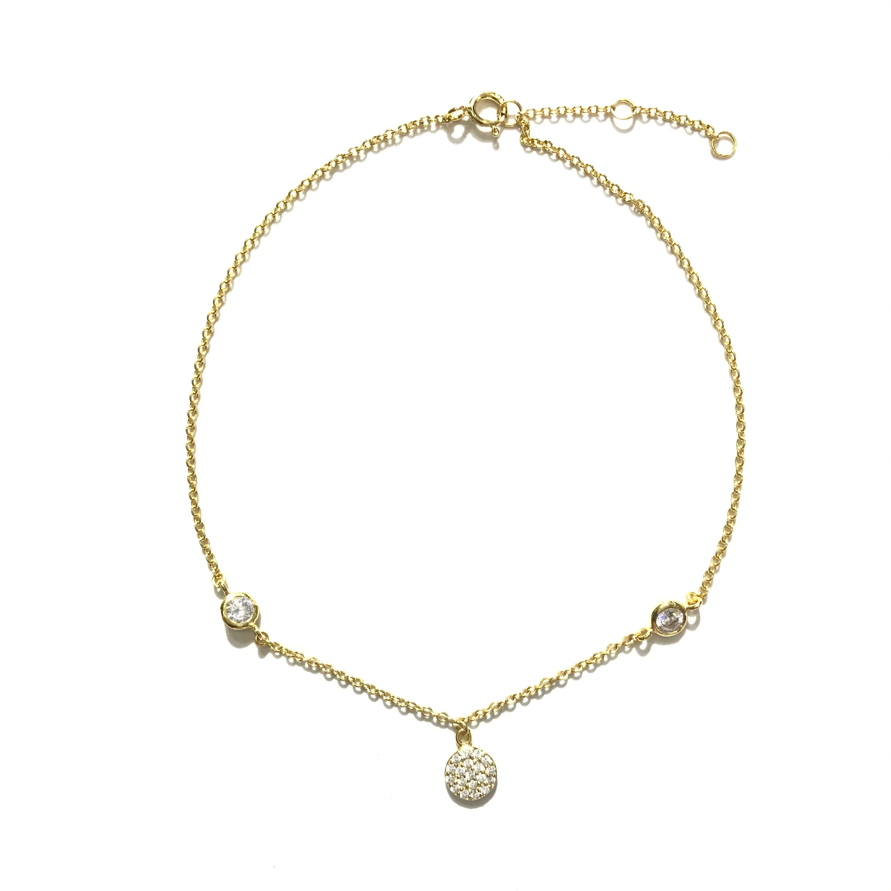 Geovana Round CZ Disc Anklet