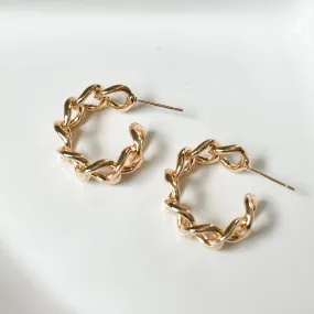 Gold Chain Link Hoop Earrings