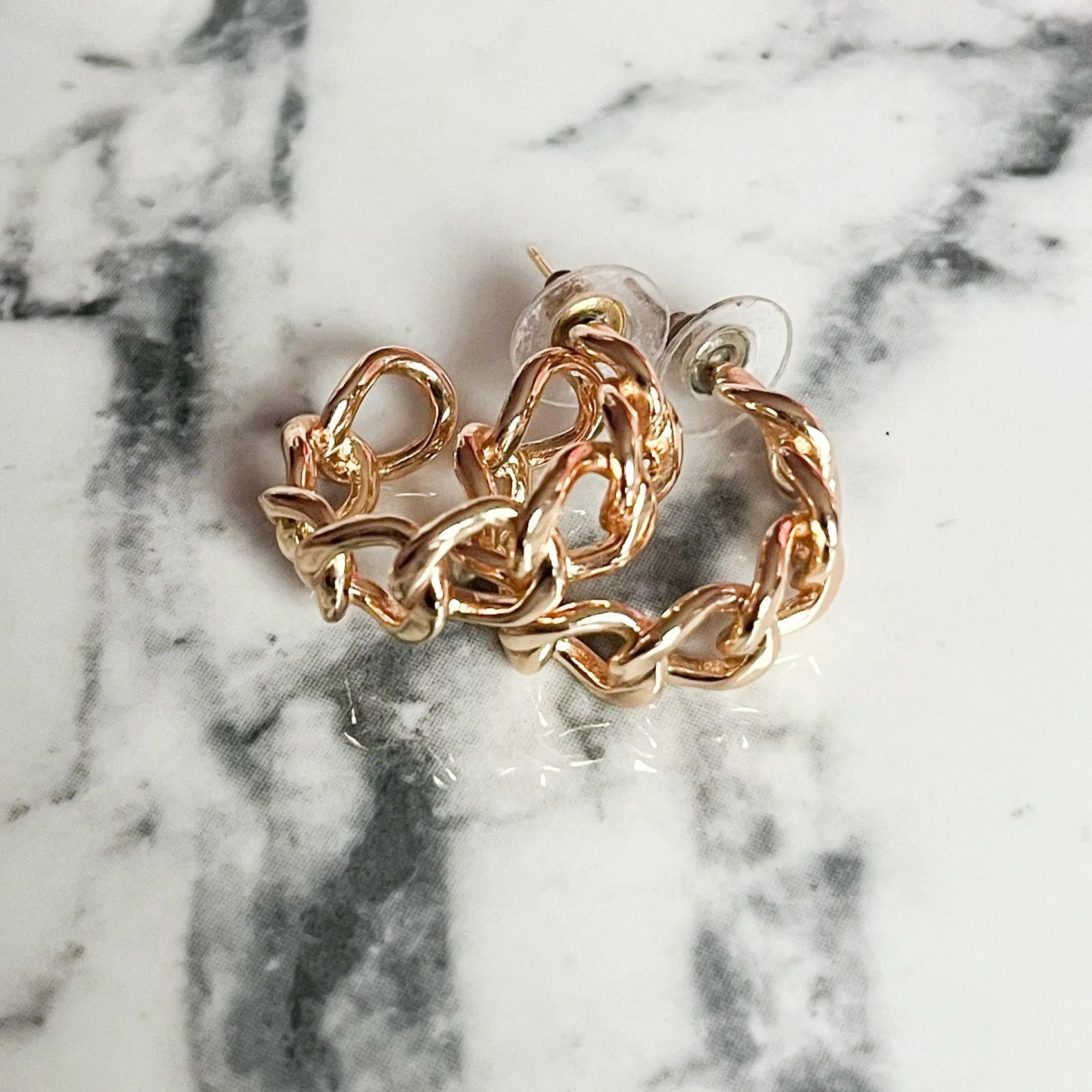 Gold Chain Link Hoop Earrings