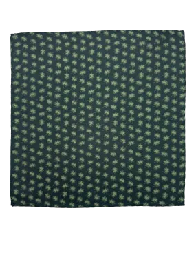 Green Floral Print Silk Pocket Square