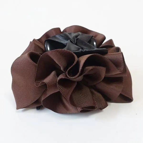 grosgrain bow hair claw, flower hair claw, handmade hair accessory for women