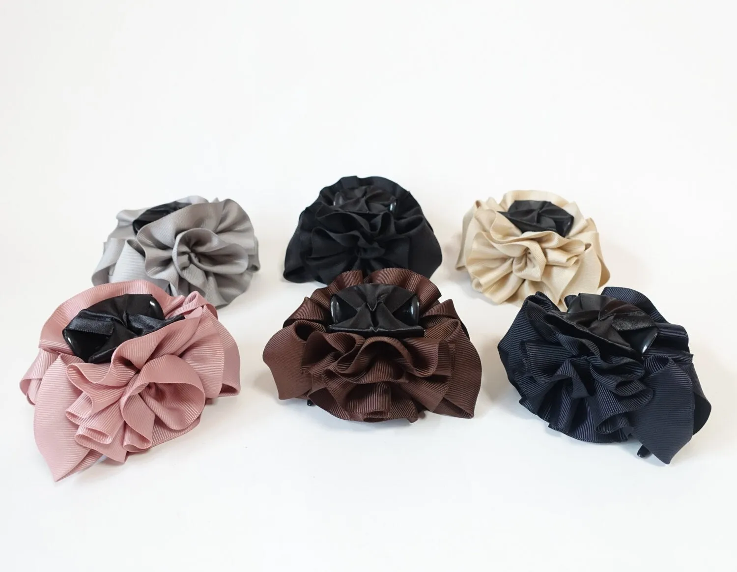 grosgrain bow hair claw, flower hair claw, handmade hair accessory for women