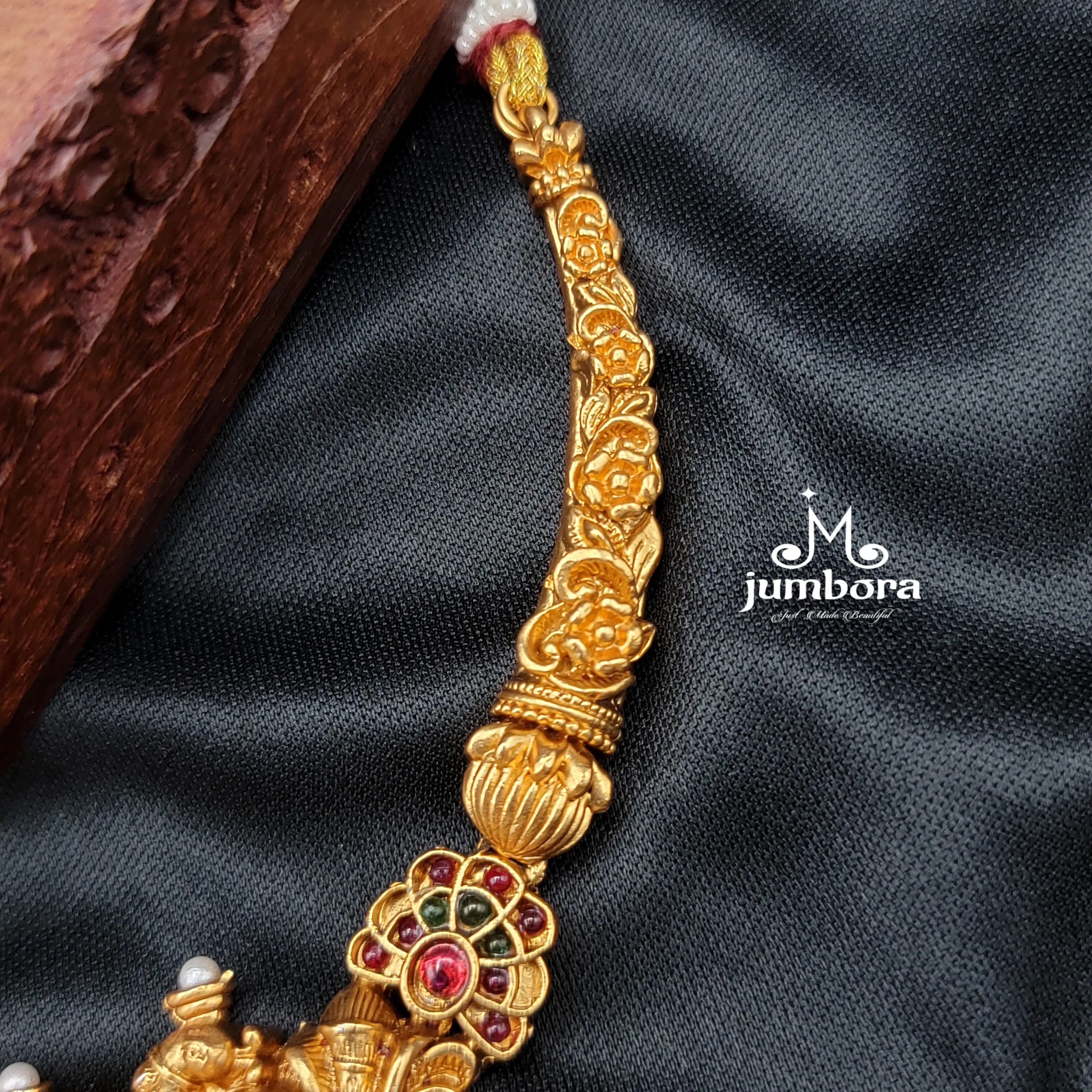 Kaante Style Kempu Lakshmi Necklace Set Temple Jewelry