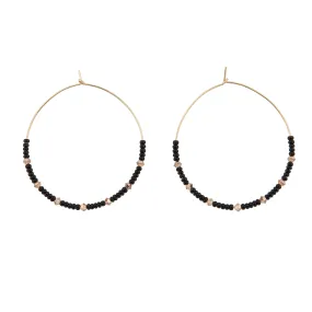 Large Crystal Hoops - BLACK