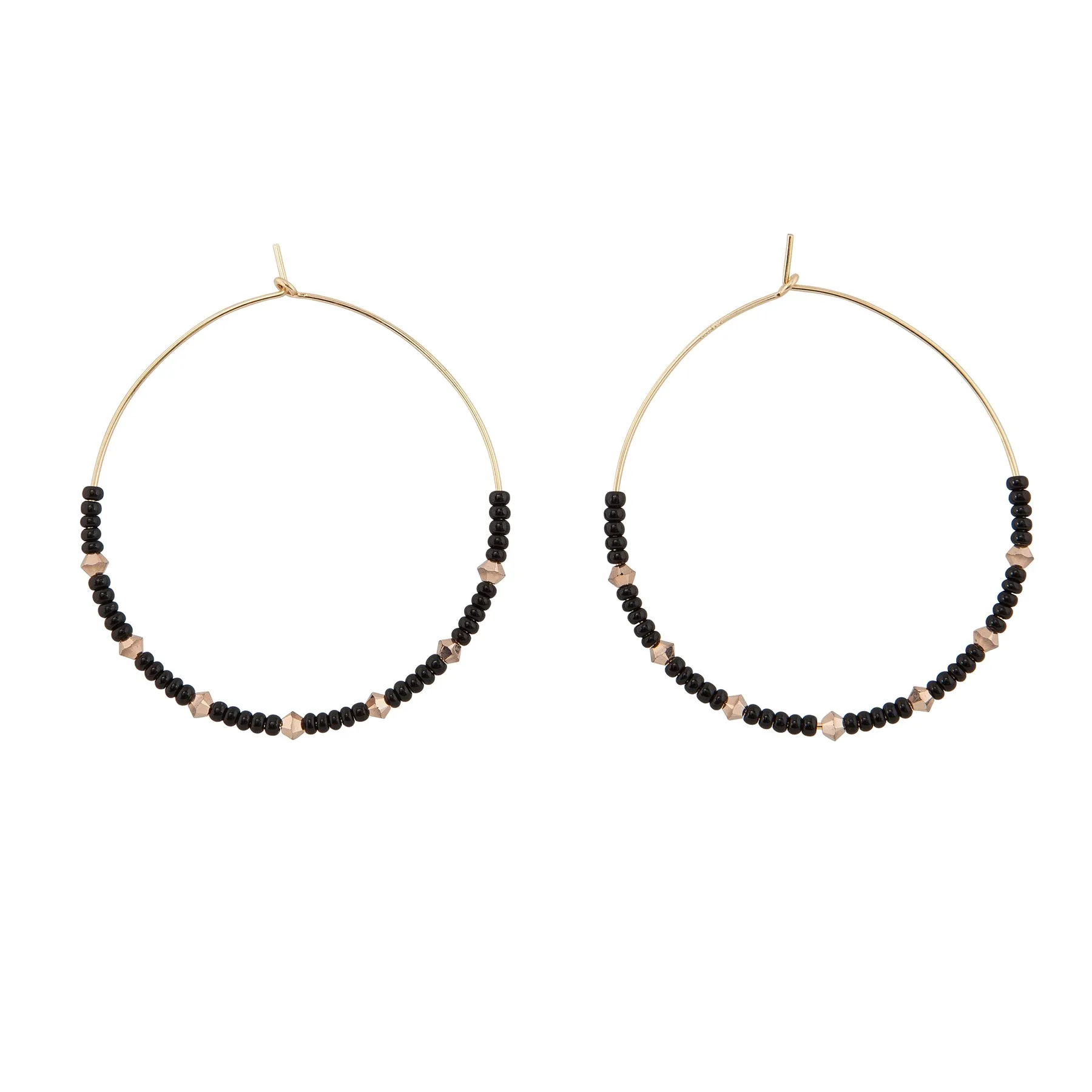 Large Crystal Hoops - BLACK