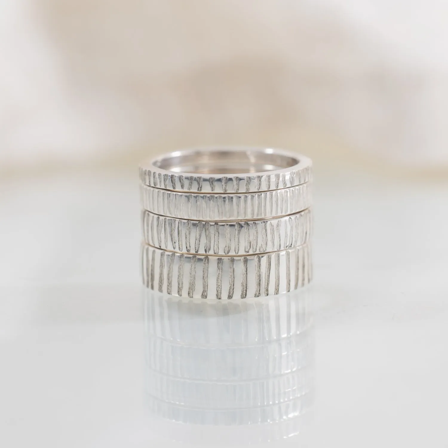 Linear 2mm Sterling Silver Wedding Band