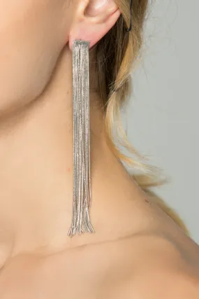 Long Silver Tassel Earrings