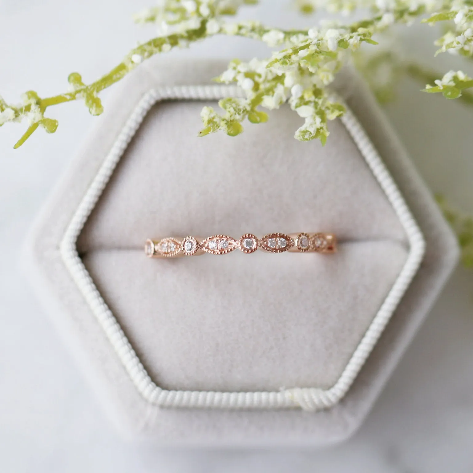 Luxe Simulated Diamond Band - 14K Rose Gold Vermeil