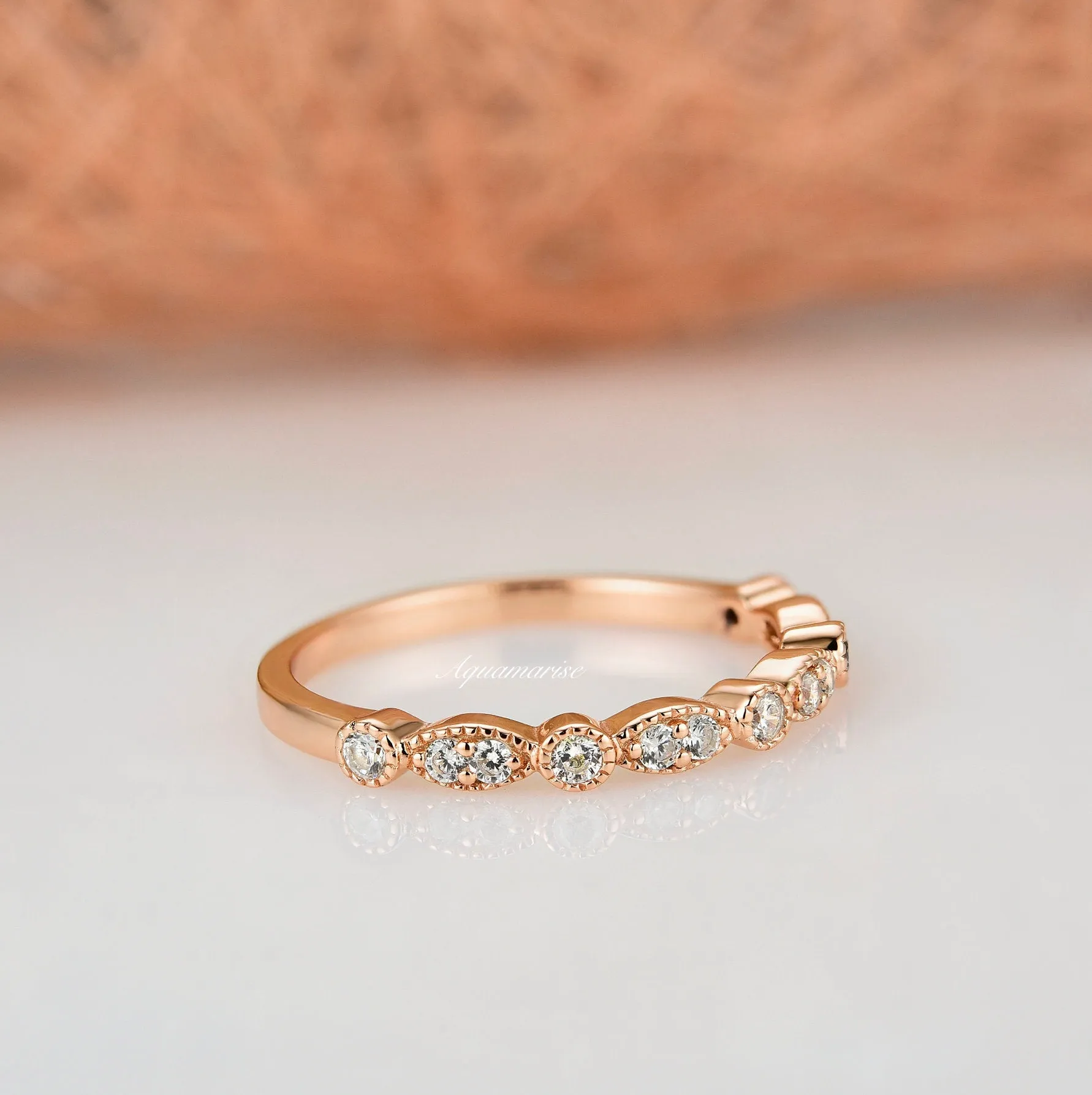 Luxe Simulated Diamond Band - 14K Rose Gold Vermeil