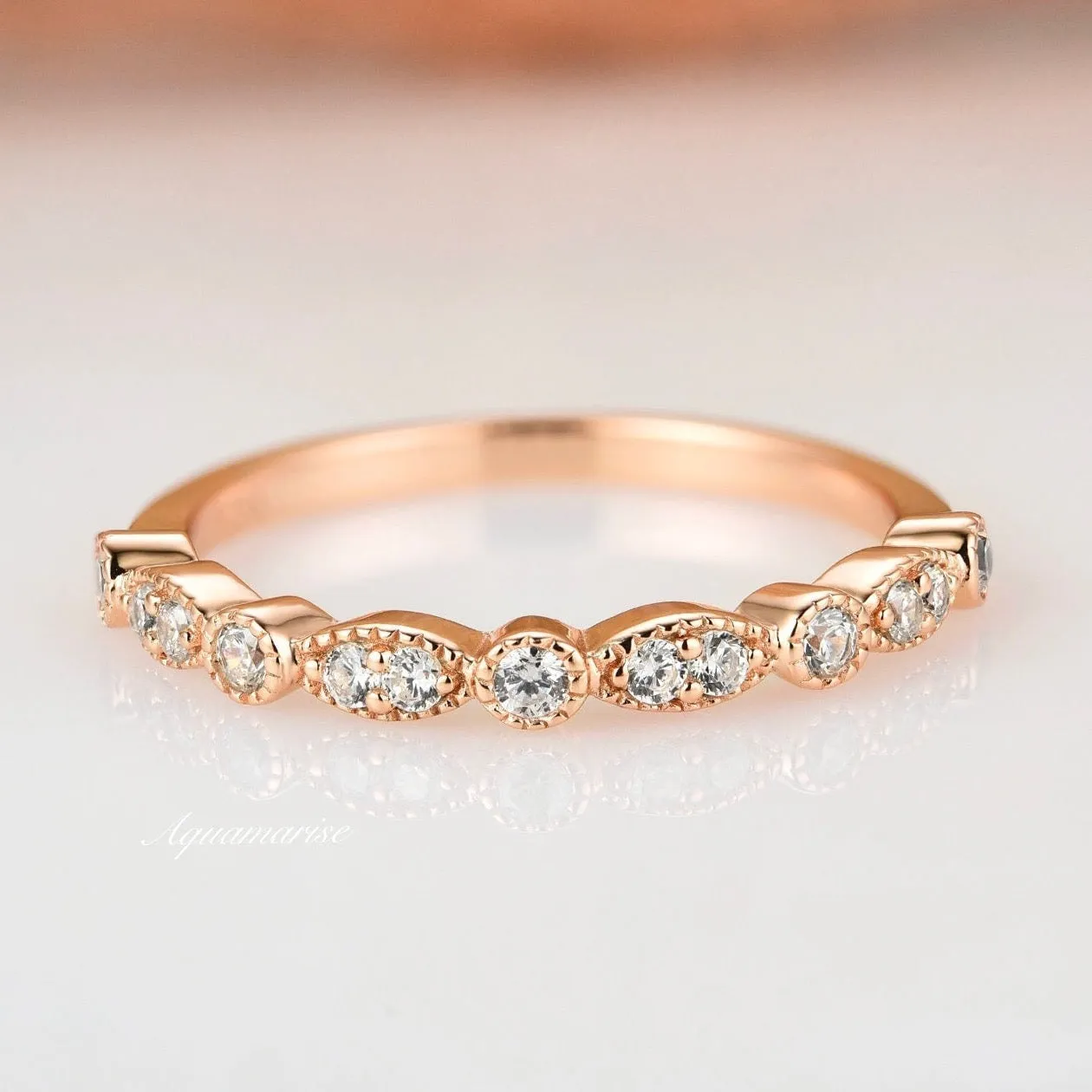 Luxe Simulated Diamond Band - 14K Rose Gold Vermeil