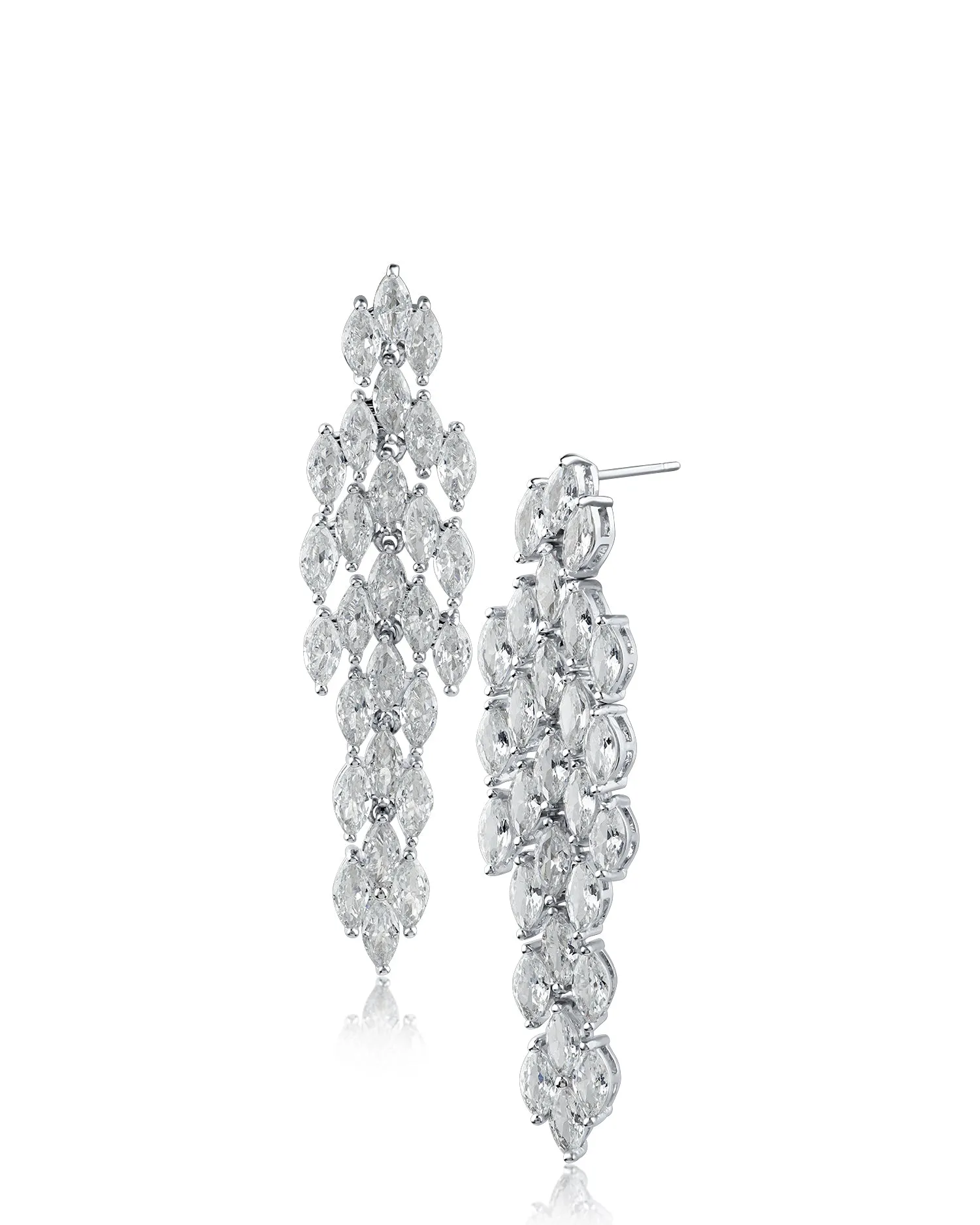 Marquise CZ Cluster Drop Earrings