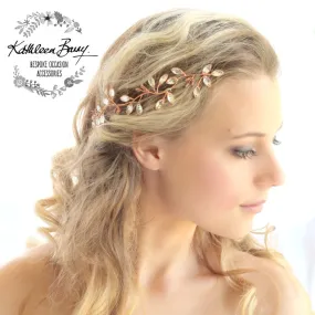 Minke leaf hair vine rhinestone - Copper, Rose gold, gold or silver hairpiece