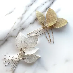 P122. Bridal gold/silver leaf hairpins, bridesmaid hairpins set