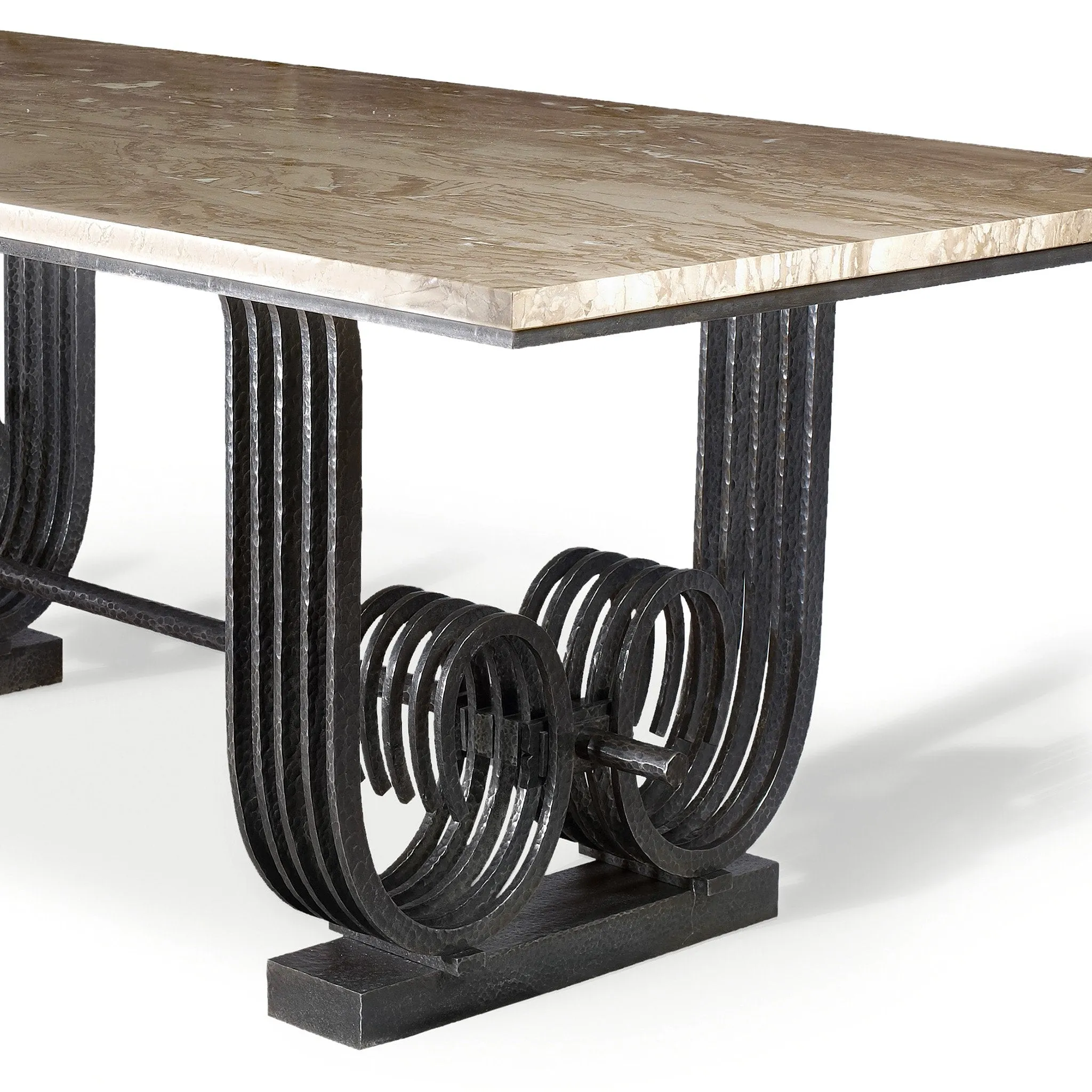 Raymond Subes Wrought Iron and Marble Table