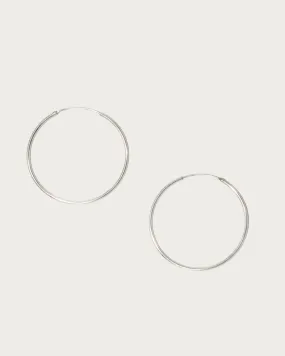 Silver 30mm Skinny Hoop Earrings