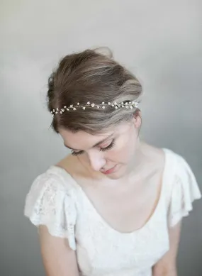 Simple and dainty bead and crystal hair vine - Style #901