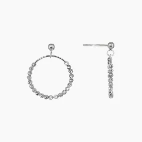 Single Ring Earrings in Rhodium Overlay