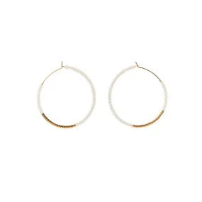 Small Hoop Earrings - WHITE/GOLD