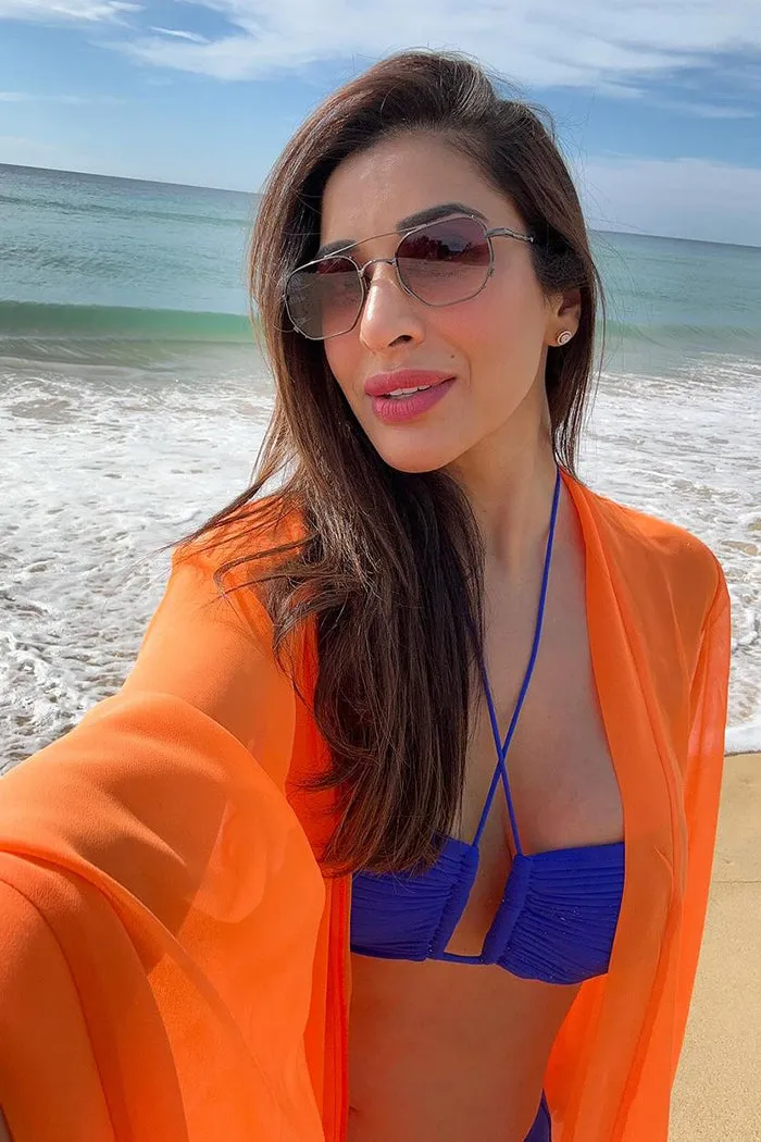 Sophie Choudry in our Watching waves Pintuck bikini