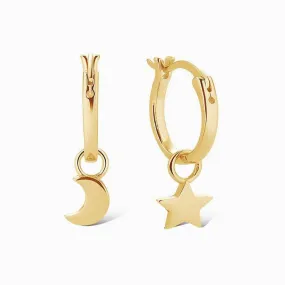 Star Moon Mini Hoop Earrings