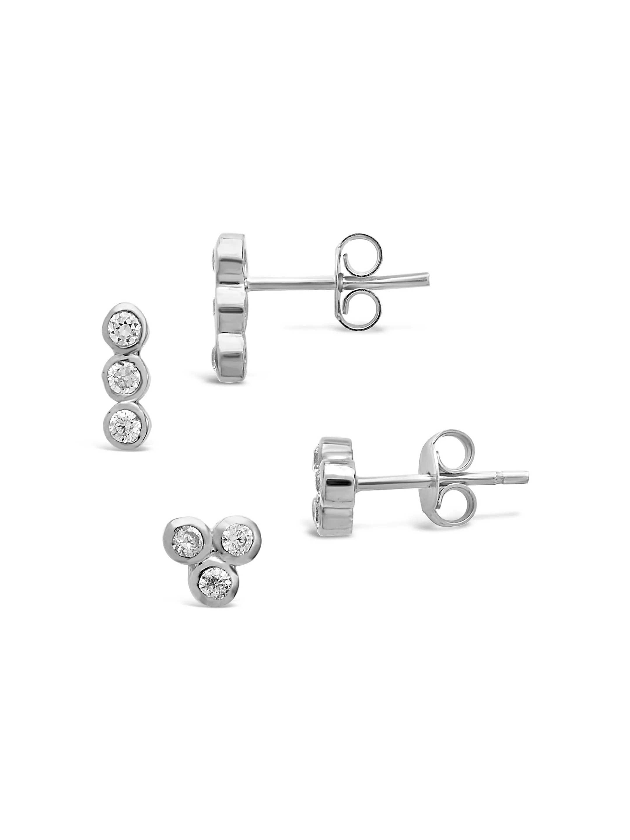 Sterling Silver 2pc Bezel Stud Set