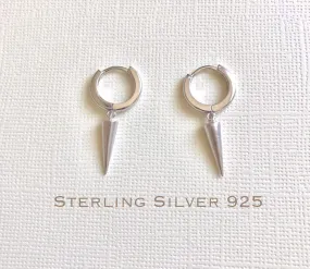 Sterling Silver spike earring, Spike hoop earrings