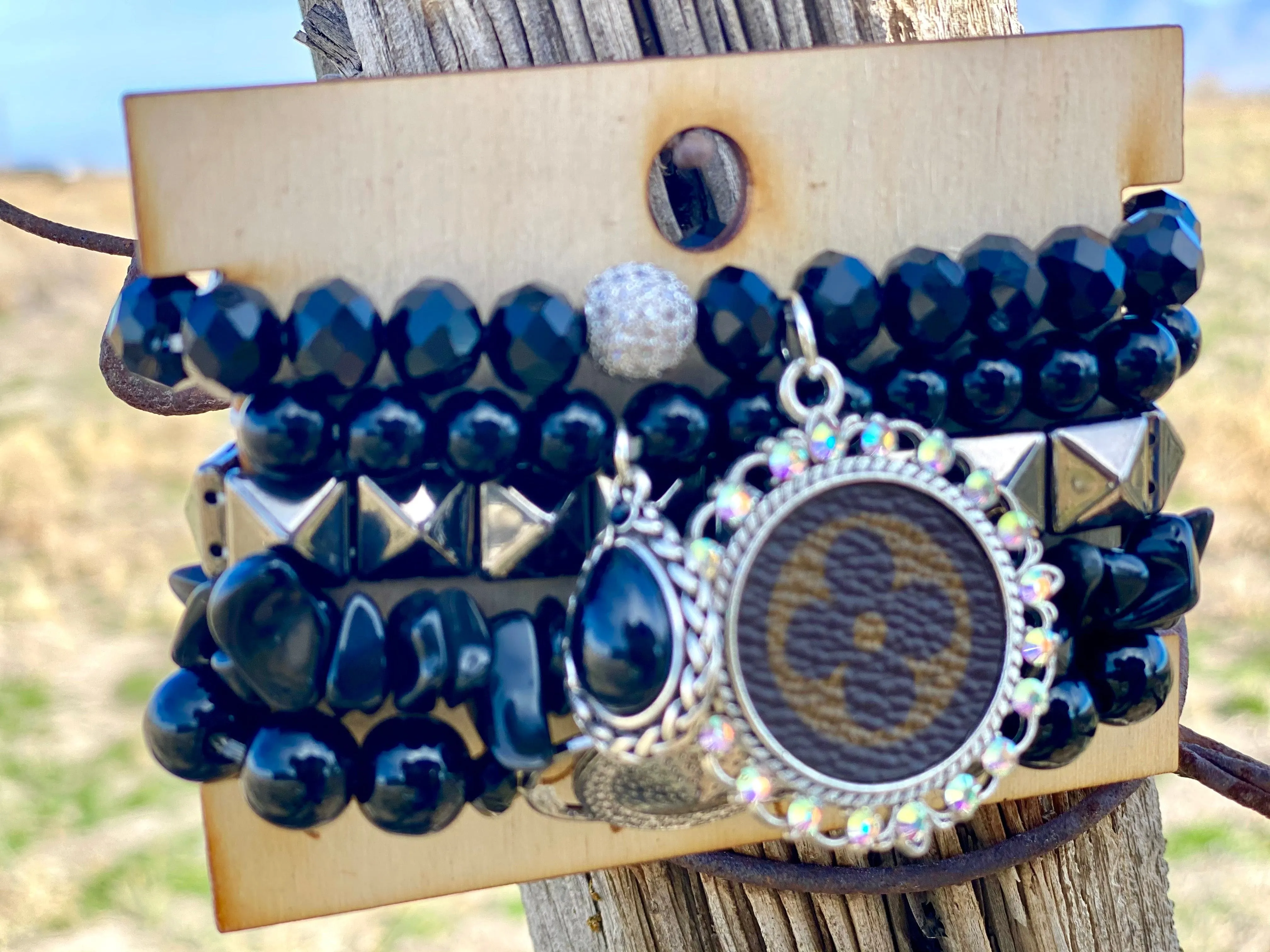 The Gypsy BlaCk Crystal Stack Bracelet Set