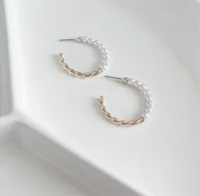 Twisted Pearl Hoop Earrings