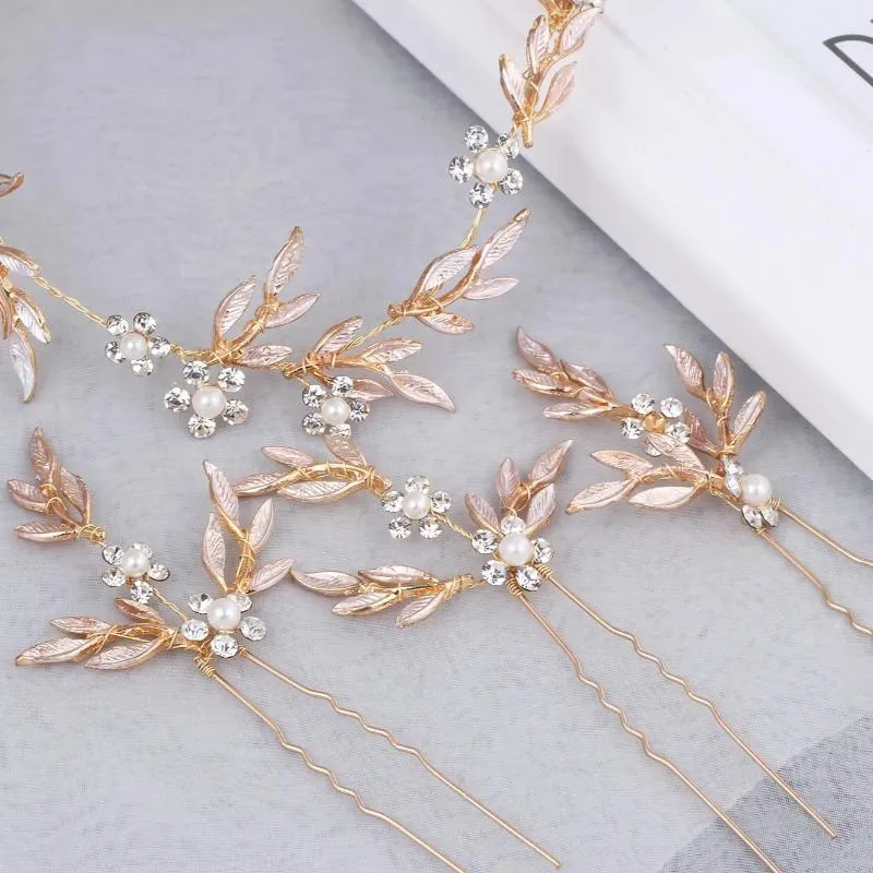 V160. rose gold bridal leaf hair vine and pins for bride, wedding bridal Headpiece