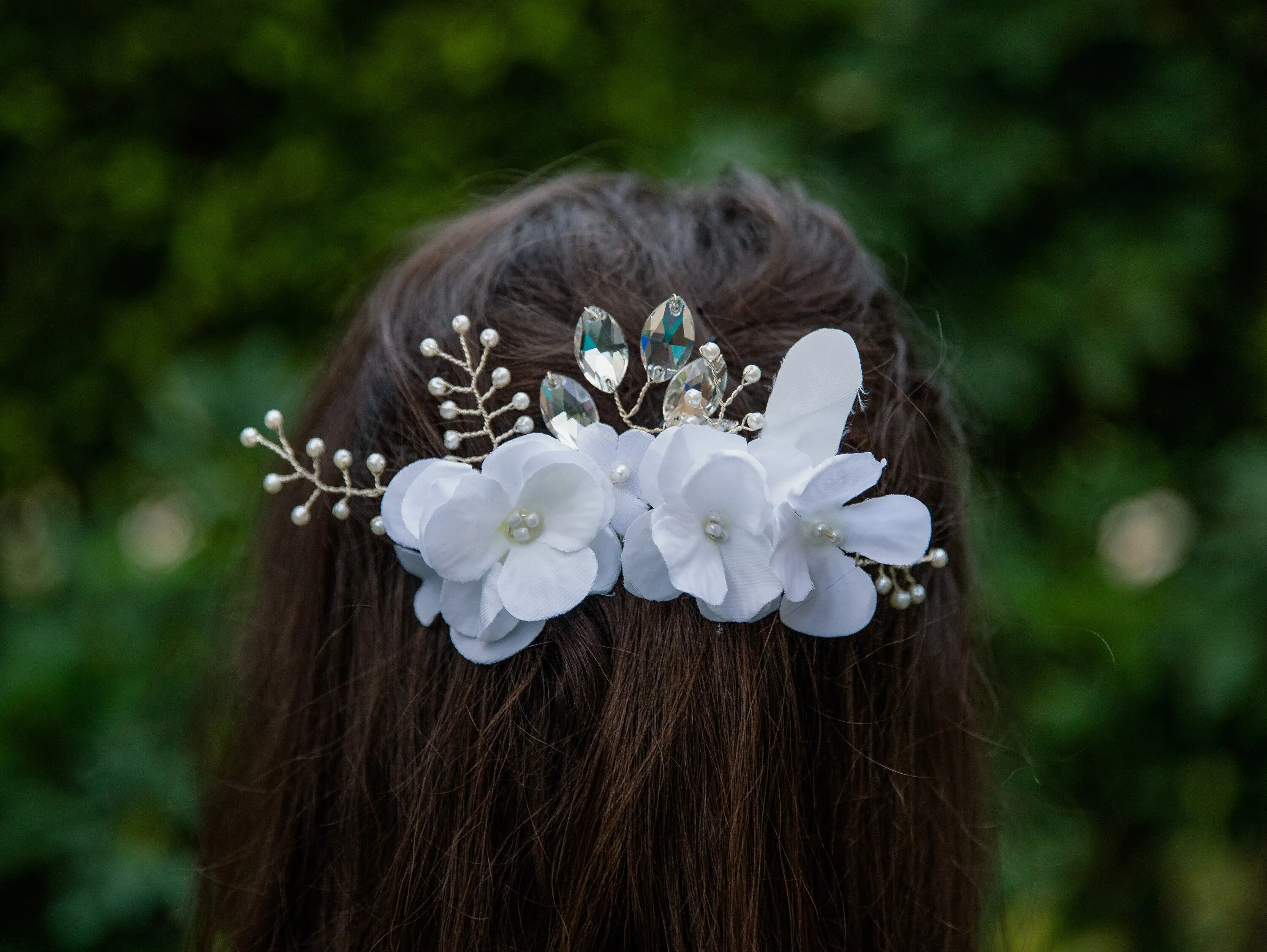 Wedding Hair Comb Floral Hair Comb Pearl Hair Comb Bridal Hairpiece Crystal Hair Comb Flower Hair Comb ~H-20