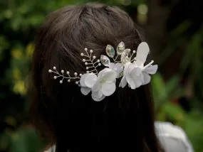 Wedding Hair Comb Floral Hair Comb Pearl Hair Comb Bridal Hairpiece Crystal Hair Comb Flower Hair Comb ~H-20