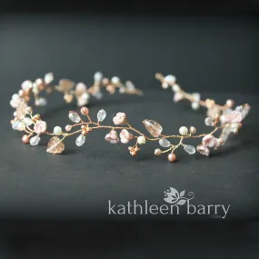 Zoe Rose gold wedding headband - hair wreath - flower crown - also available in gold & silver